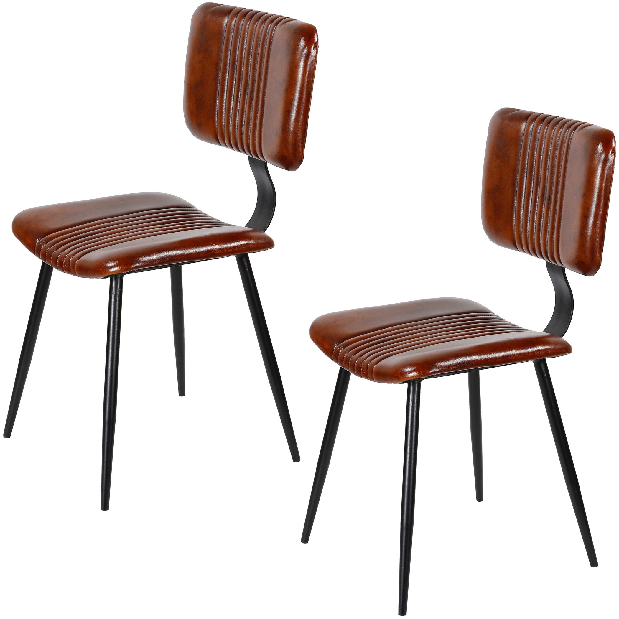 Casa Moro Esszimmerstuhl Esszimmerstühle Leder Stühle-Set Braun (Schicker Echtleder Stuhl in Mid-Century Industrial Chic), Echtleder Stuhl als 2er, 4er, 6er, 8er Set Lederstühle
