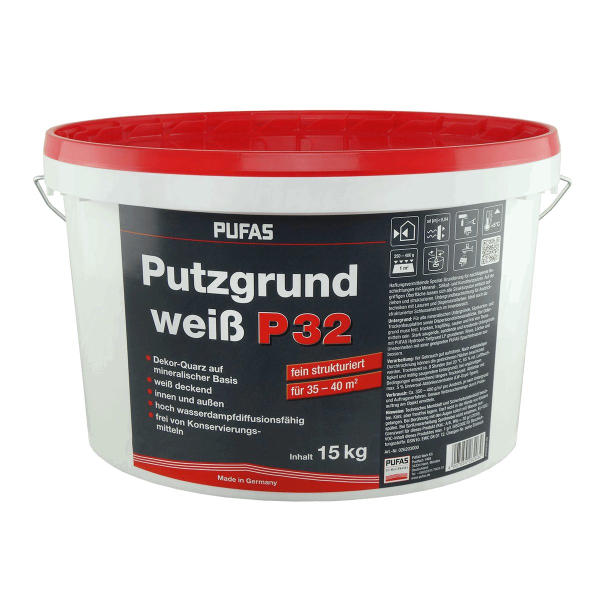 PUFAS Fassadengrundierung PUFAS Putzgrund P32 Haftvermittler 15 kg