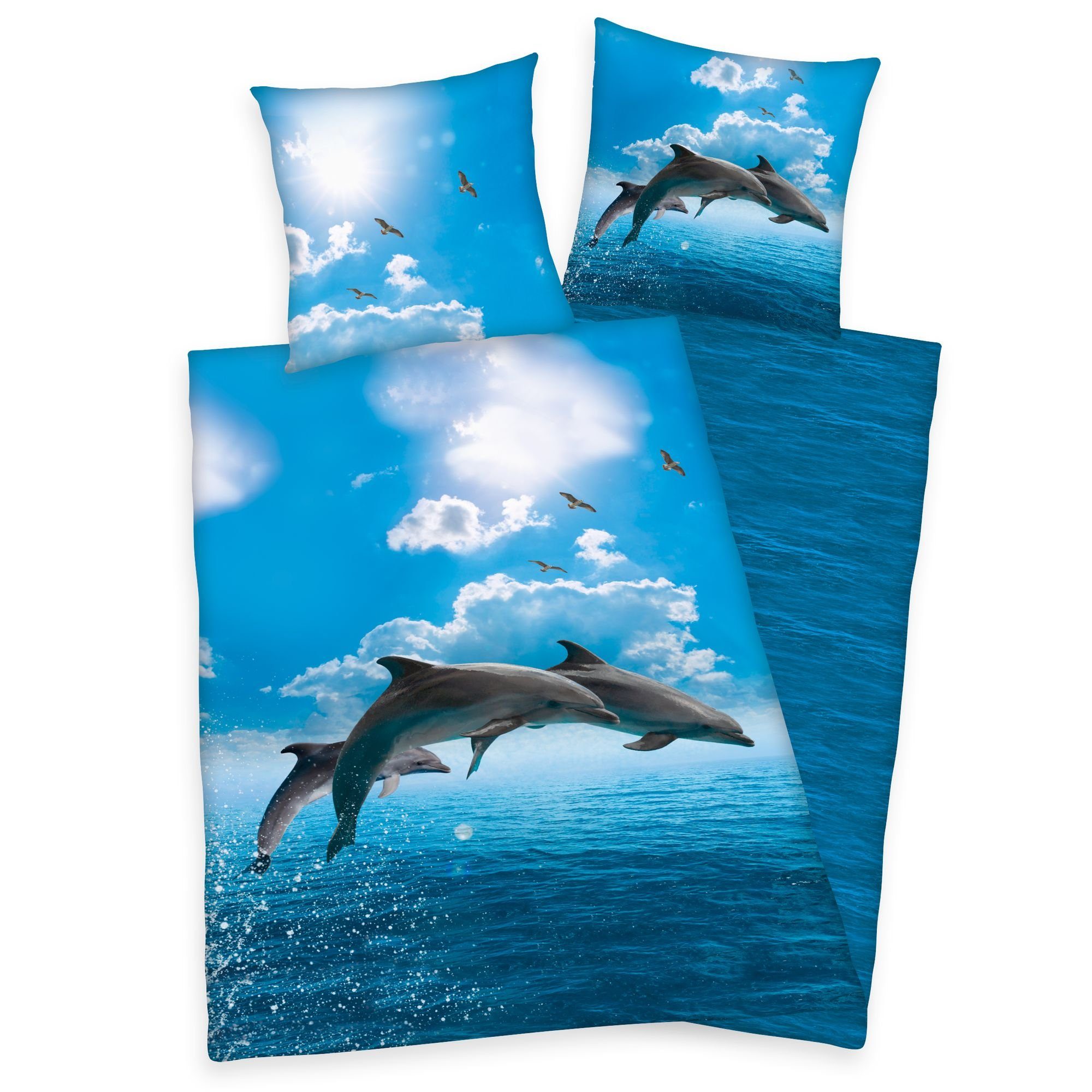 Herding Kinderbettwäsche Delphin Bettwäsche Set Delfin 2tlg. 135x200 cm 100 günstig online kaufen