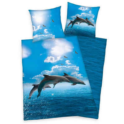 Kinderbettwäsche »Delphin Bettwäsche Set Delfin 2tlg. 135x200 cm 100% Baumwolle«, Herding