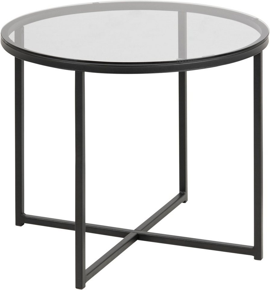 ACTONA GROUP Couchtisch Conrad, Tischplatte aus Rauchglas, Metallgestell, Breite  55 cm, Actona – Reduziert, minimalistisches Wohnen im Scandic Stil