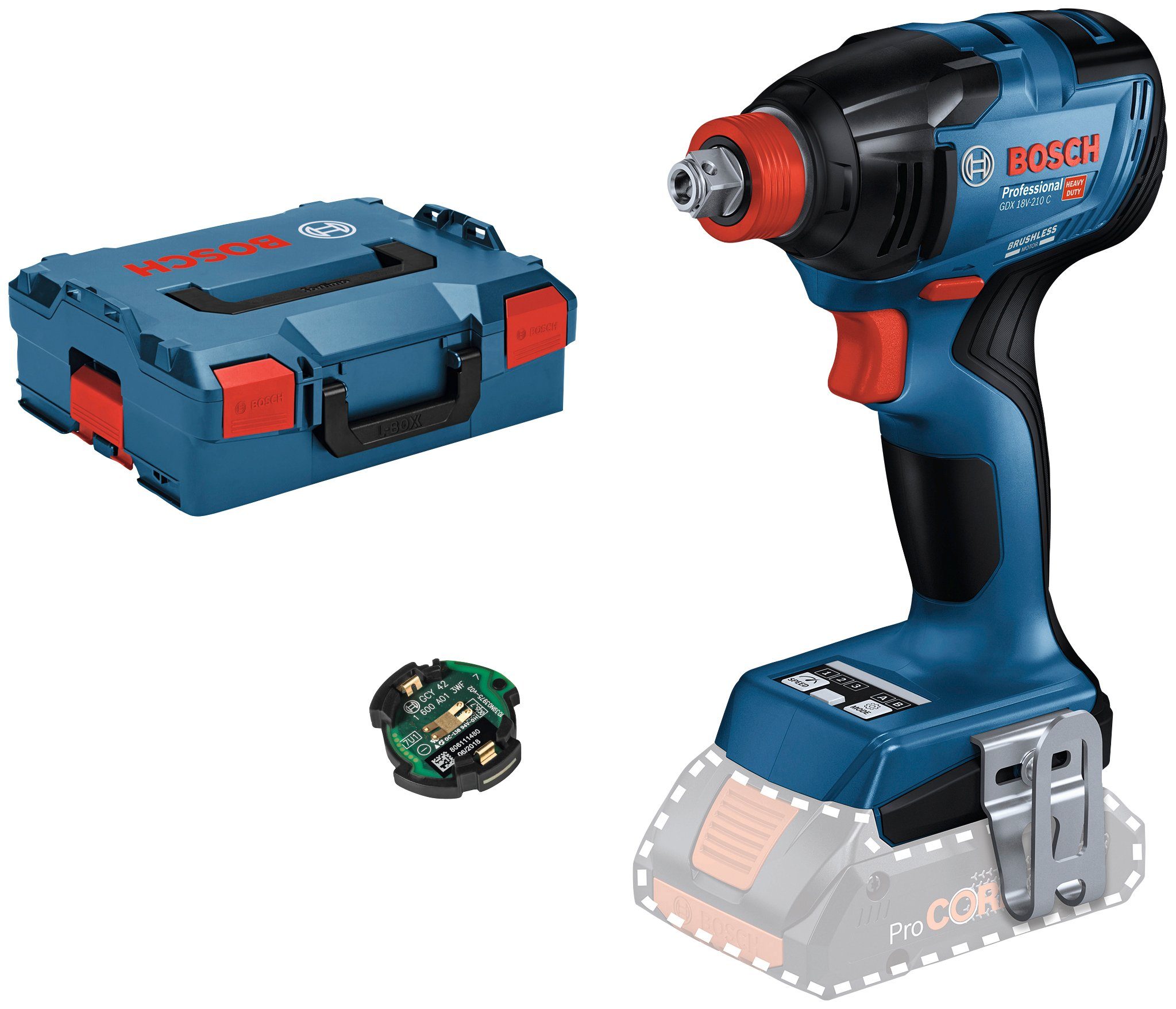 Bosch Professional Akku-Drehschlagschrauber GDX 18V-210 C, 3400 U/min, 210 Nm, L-Boxx, ohne Akku und Ladegerät