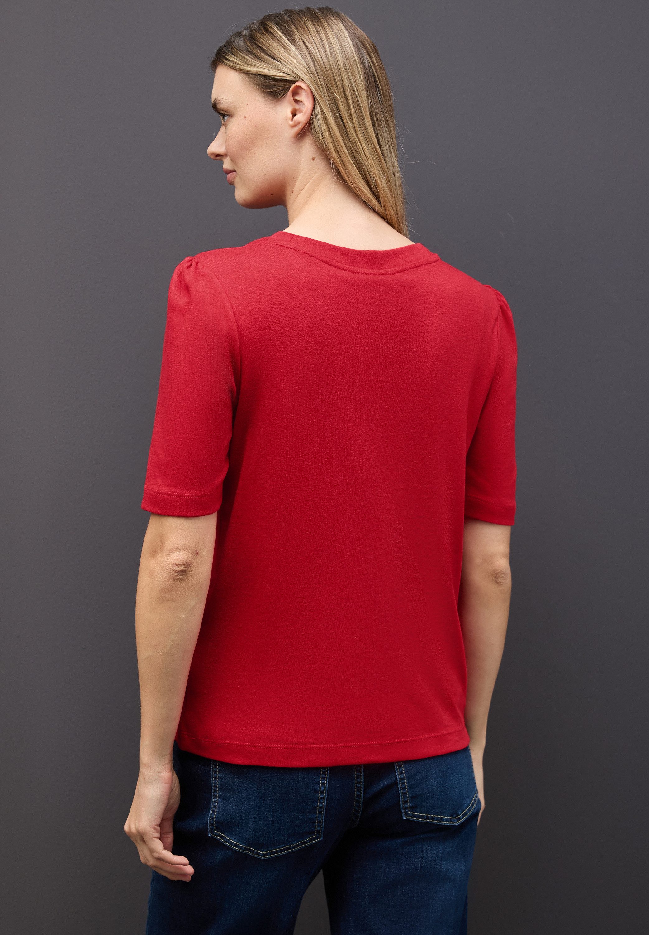 STREET ONE T-Shirt mit Raffung an den Schultern günstig online kaufen