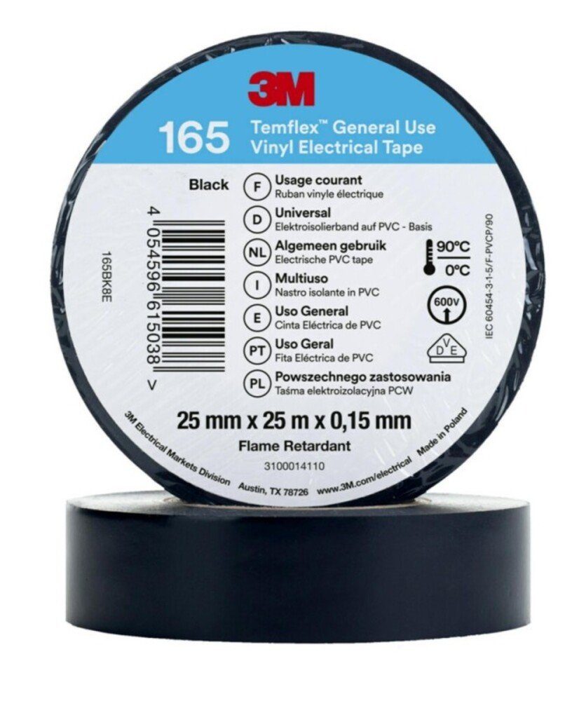 3M Klemmen 3M Deutschland PVC Elektro-Isolierband Temflex165 sw25X25