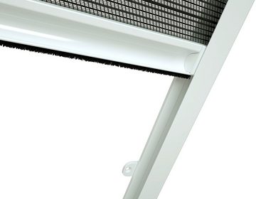 Insektenschutzrollo für Dachfenster, hecht international, transparent, verschraubt, weiß/anthrazit, BxH: 80x160 cm