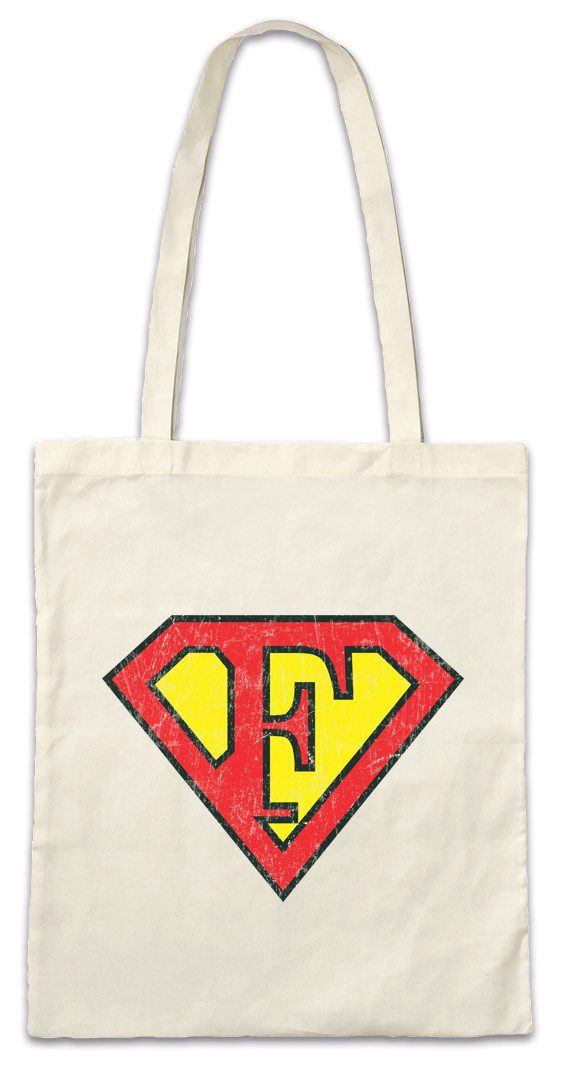 Beuteltasche Super F Stofftasche Buchstabe Initialen Vorname Nachname Man Fasching