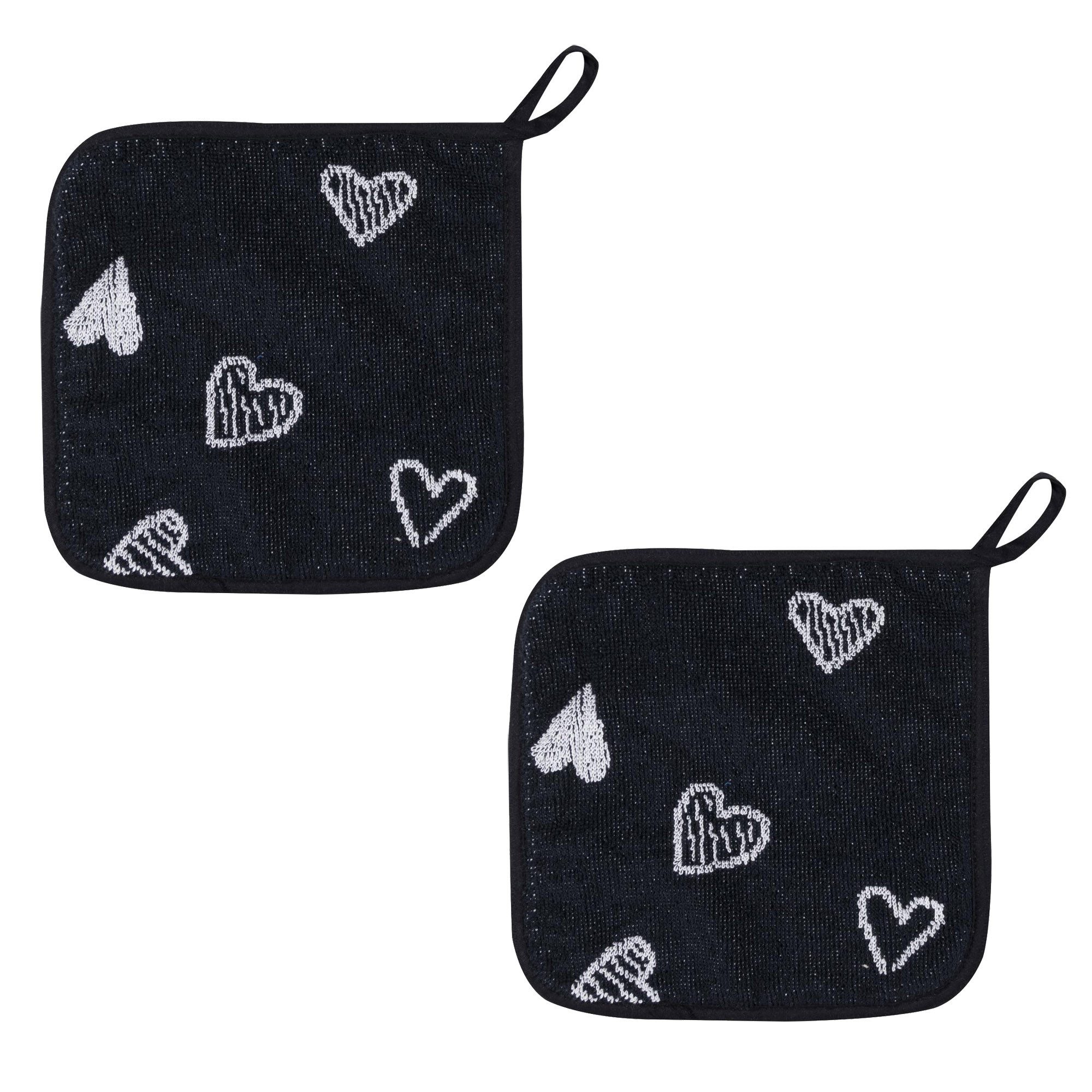 Kracht Topflappen Herzlich, (Set, 2-tlg., Set), 2er Set Topflappen, Baumwoll Frottier, ca. 22x22 cm