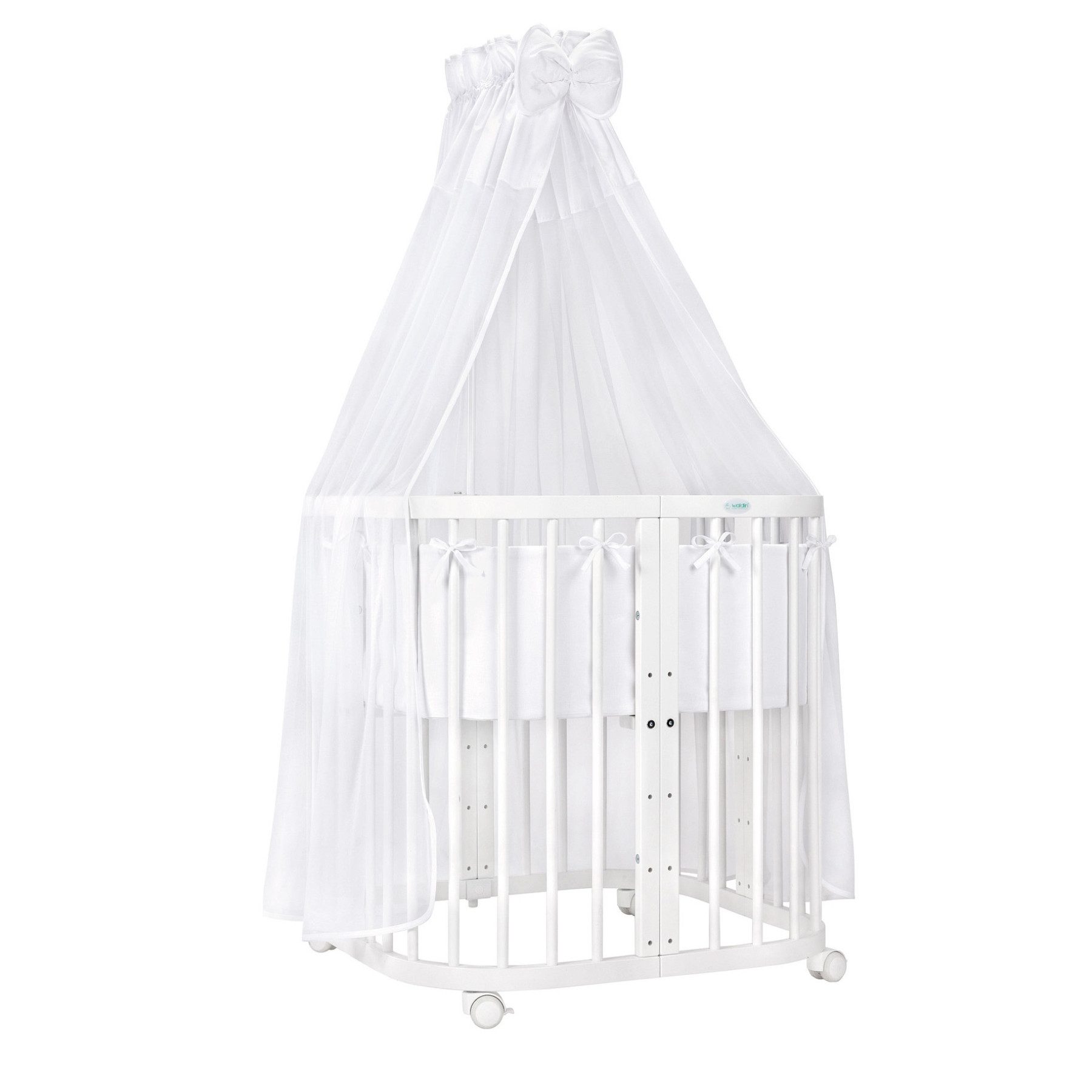 Waldin Babybett Mobiles Babybett aus Holz 7in1 mit Matratze, mitwachsend
