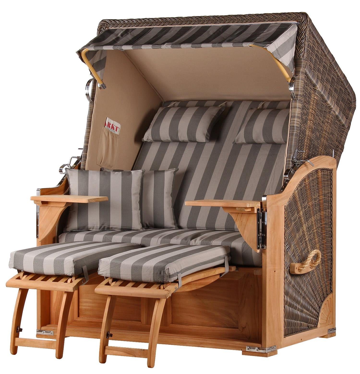 bene living Strandkorb Schaalsee 2Sitzer Teak PE grau Modell 537