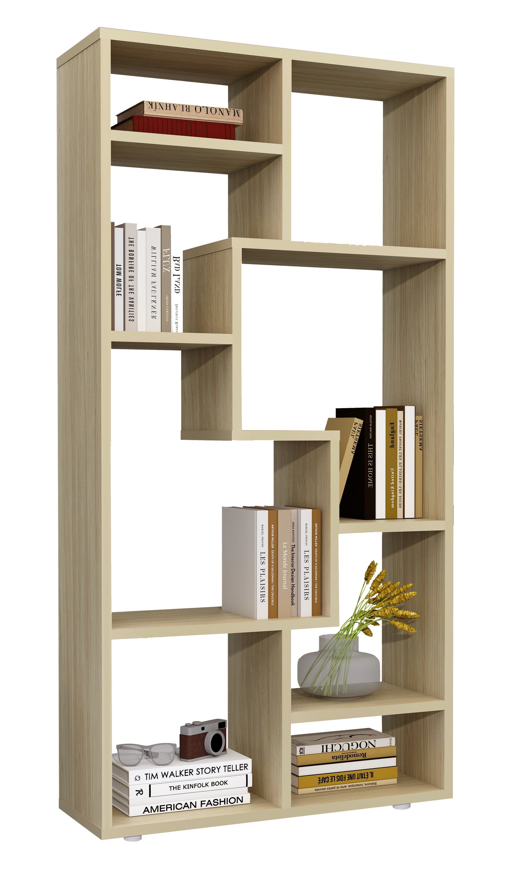 Standregal Holz Bücherregal M, VCM 1-tlg. Lanisa Honig-Eiche Raumteiler Stand Regal