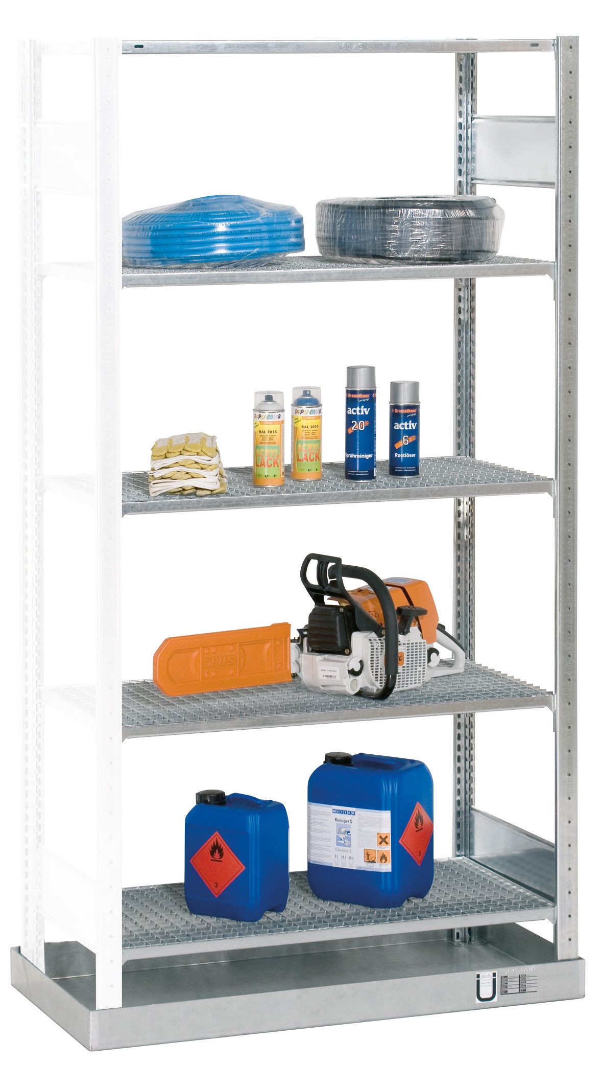 Steckregal Anbauregal, Kleingebinderegal, 2000 x 1000 x 500 mm