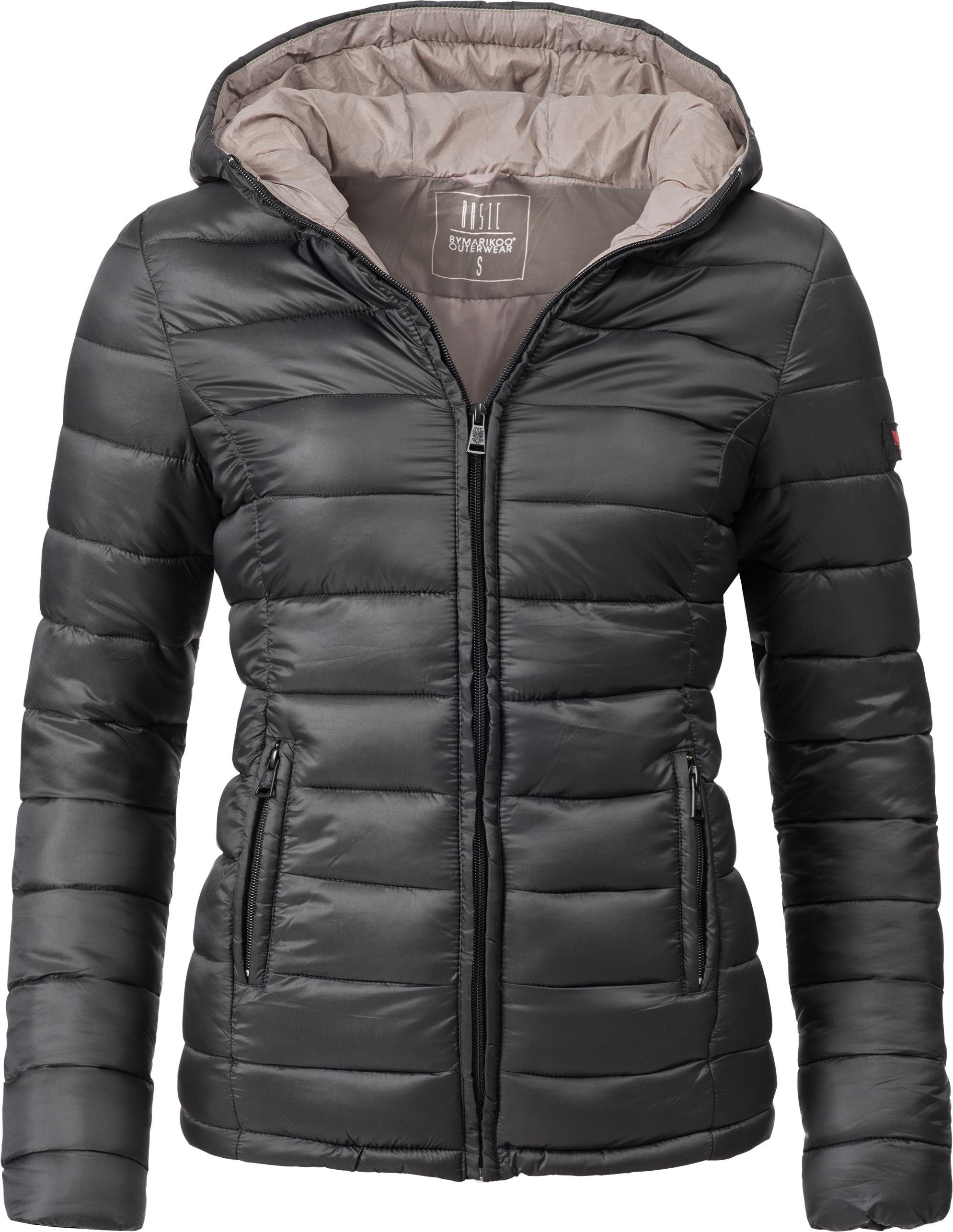 Marikoo Steppjacke Luci modische Damen Übergangsjacke mit großer Kapuze