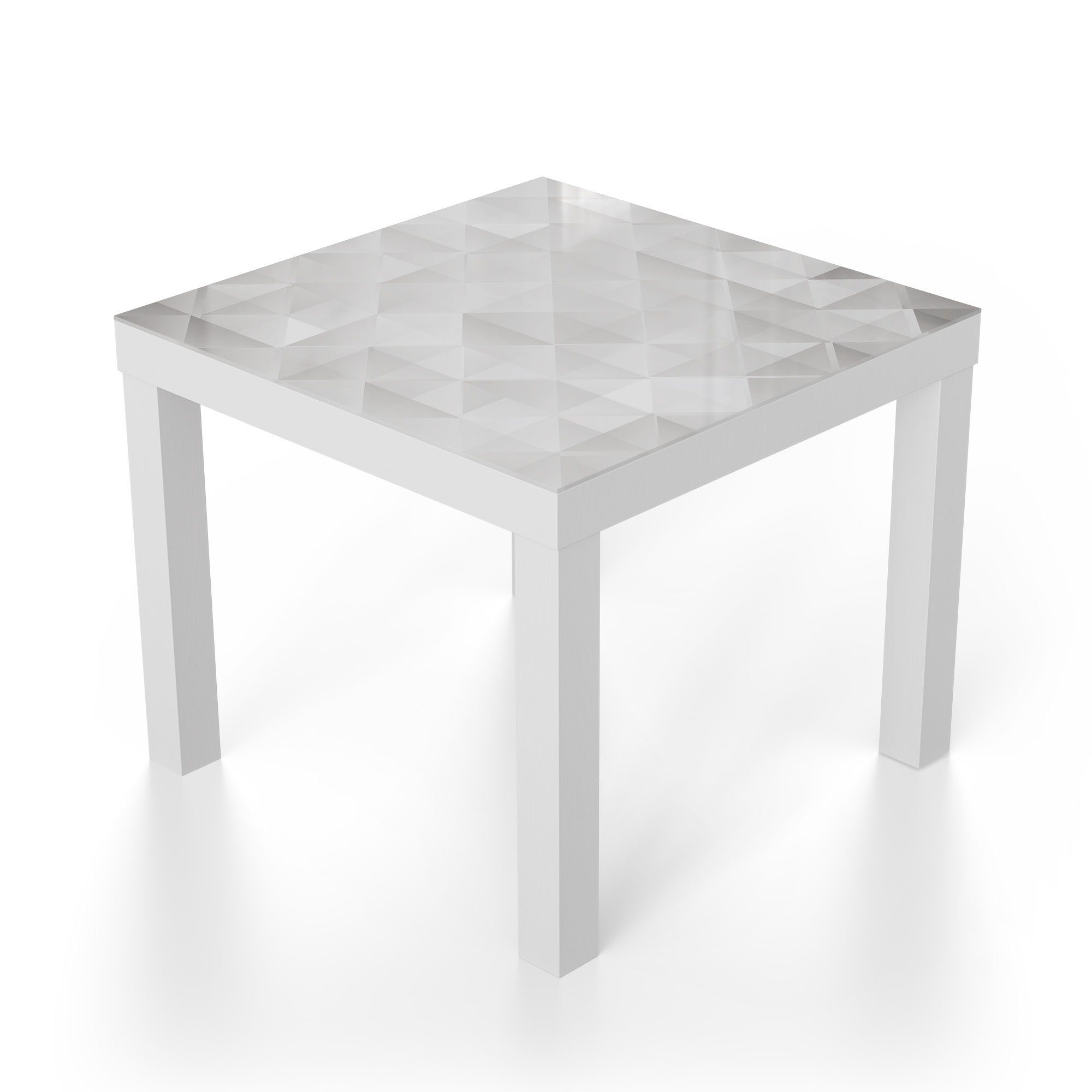 DEQORI Couchtisch Glas Weiß Rauten', 'Symmetrische modern Glastisch Beistelltisch