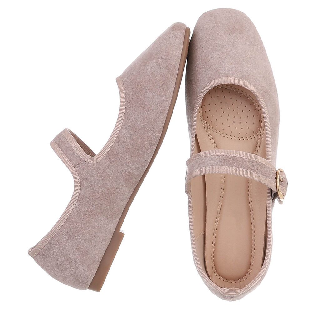 Ital-Design Elegante Flats mit Riemen für Damen – ideal für Alltag Schnürpumps (91554680) Blockabsatz Riemchenballerinas in Hellbraun