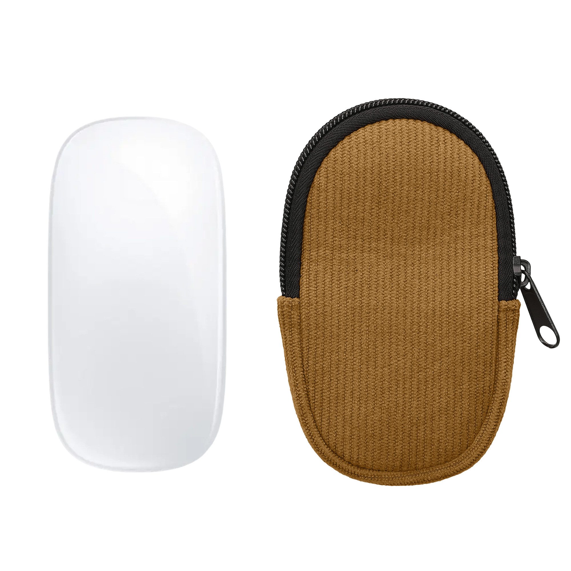 kwmobile Schutz-Set Maus Tasche für Apple Magic Mouse 1 / 2 Hülle, Case für Bluetooth Maus aus robustem Cord und Neopren Stoff