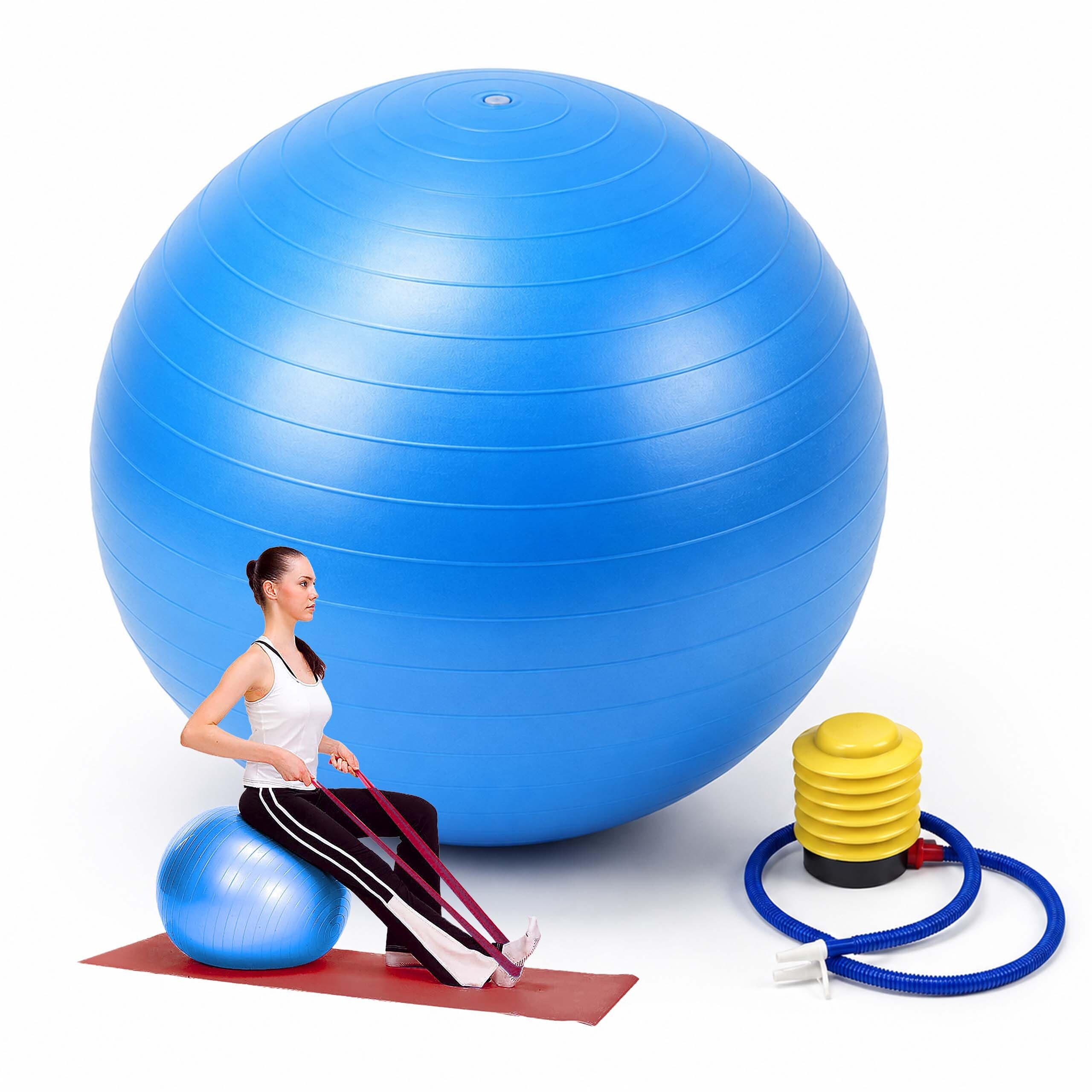 relaxdays Gymnastikball mit Luftpumpe (3-St), blau, Ø 65 cm