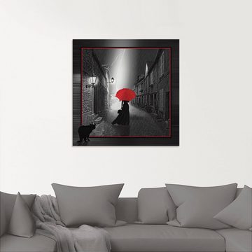 Artland Glasbild Die Frau mit dem roten Schirm 2, Frau (1 St), in verschiedenen Größen