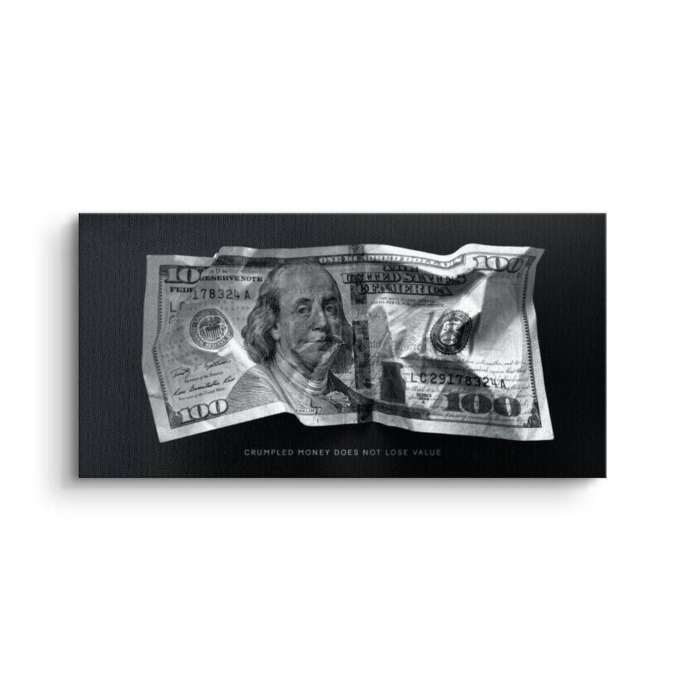 DOTCOMCANVAS® Leinwandbild, Premium Motivationsbild - Crumble Money V4 ohne Rahmen