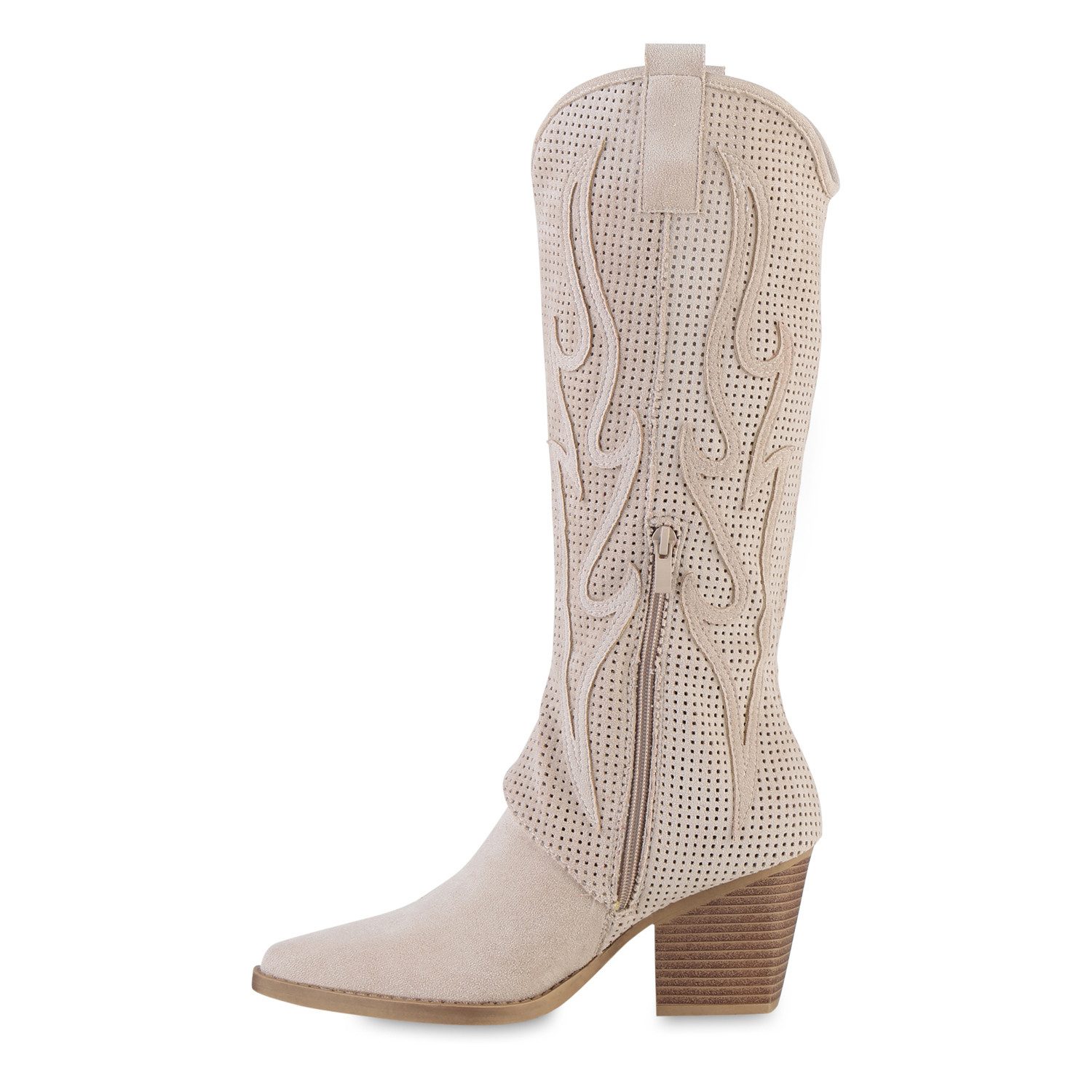 VAN HILL 841582 Cowboystiefel Damen Cowboystiefel Stiefel Spitze Cut-Outs H günstig online kaufen