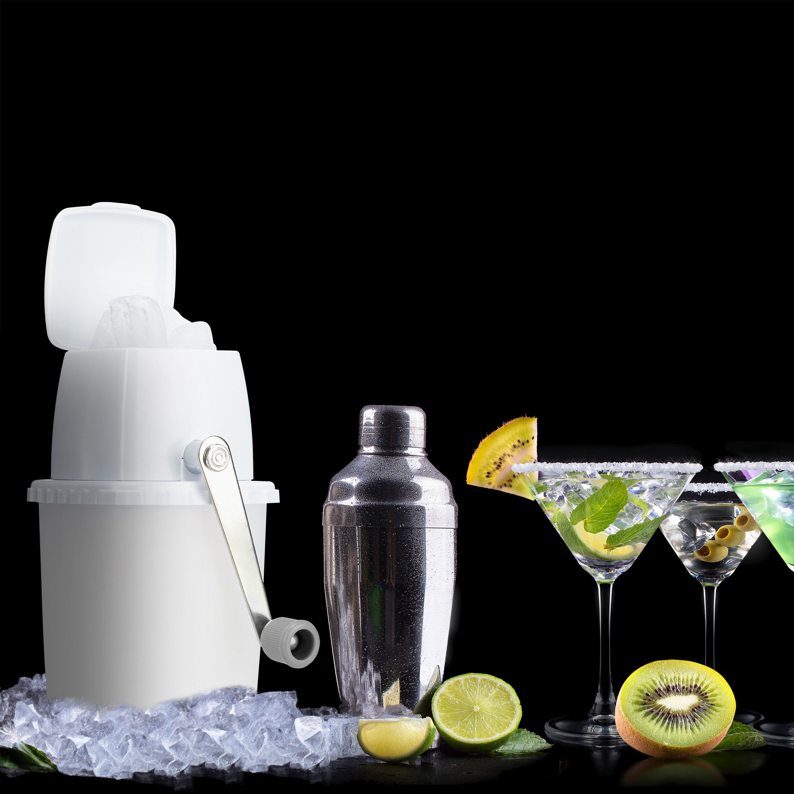 relaxdays Eiswürfelbehälter Manueller Eiscrusher, Kunststoff