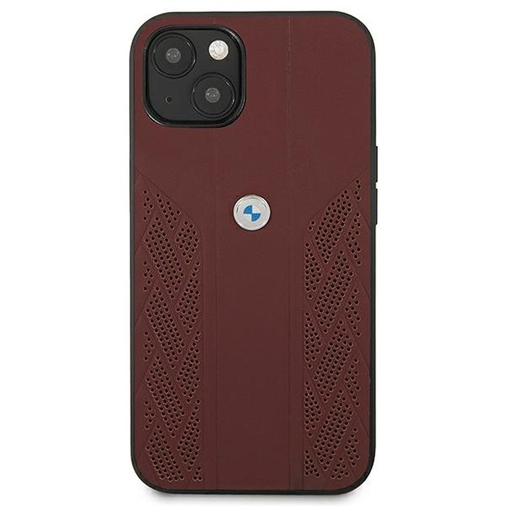 BMW Handyhülle Schutzhülle Handyschale Rückschale 6,1 Zoll, Kunstleder, perforiert, Metall-Logo, TPU-Rand
