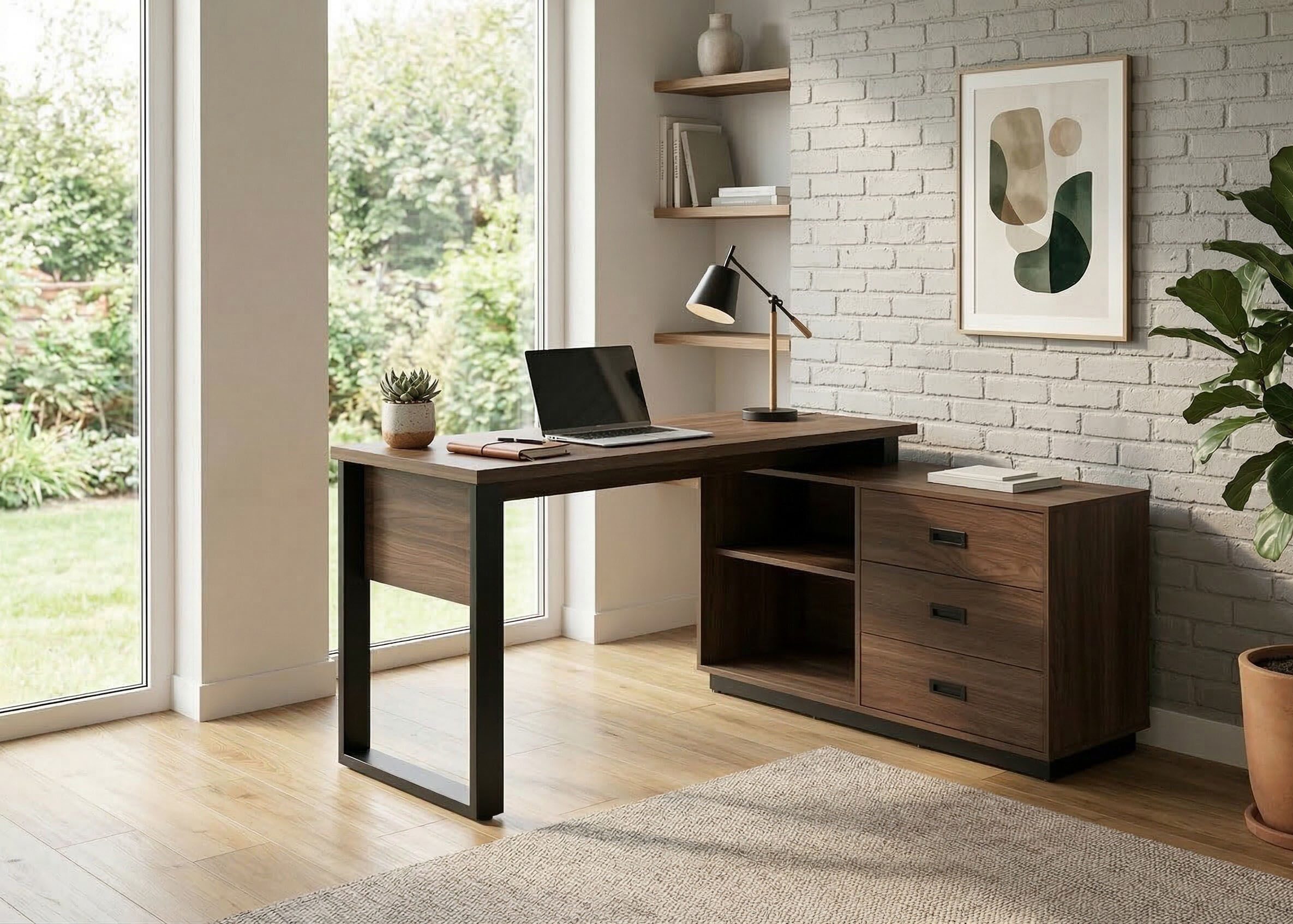 Jahnke Eckschreibtisch RIVA C 150 E (1-St), Eckschreibtisch,wechselseitig montierbar,3 Schubladen,1 Fach,B:150 cm