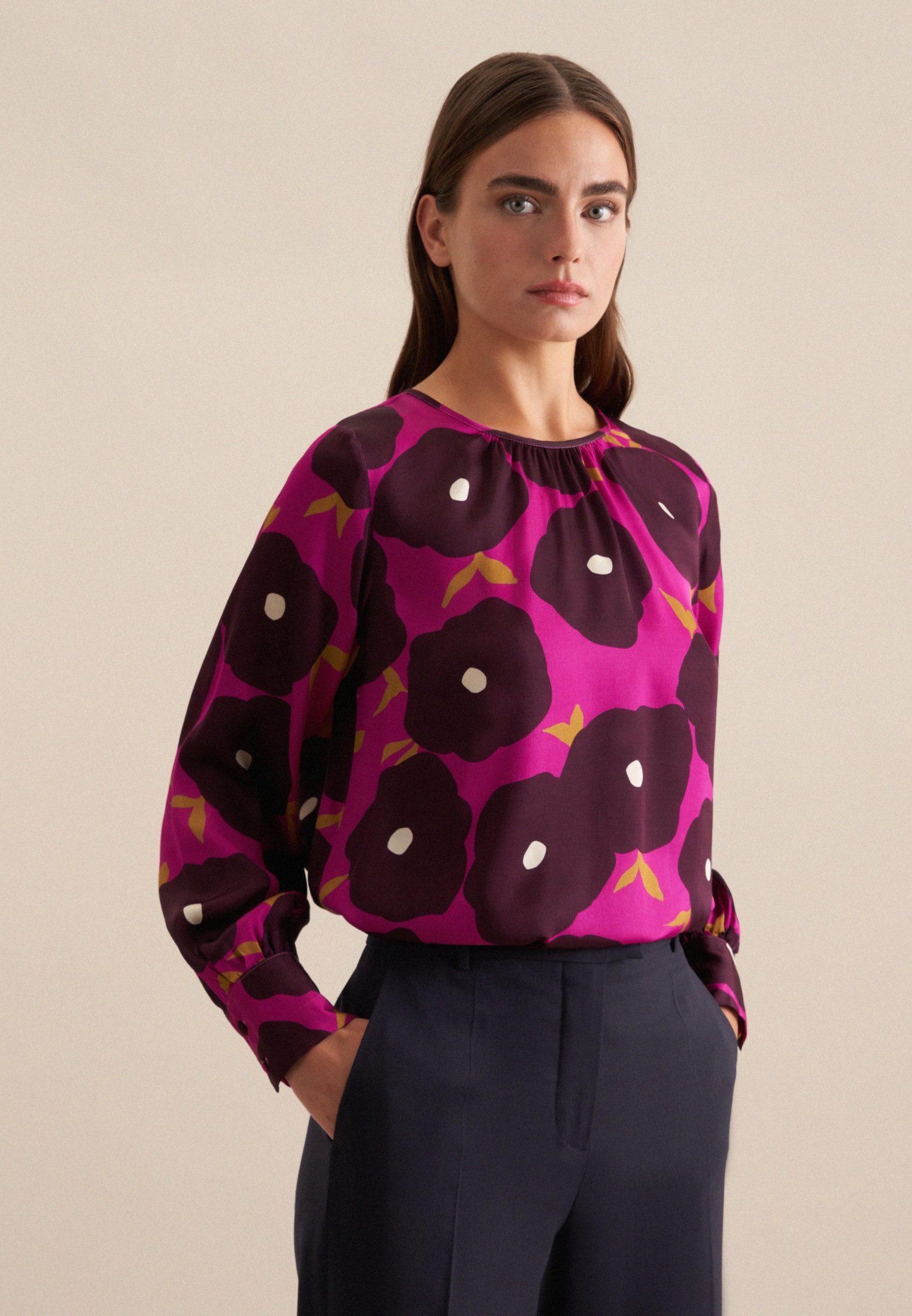 seidensticker Shirtbluse Schwarze Rose Langarm Rundhals günstig online kaufen
