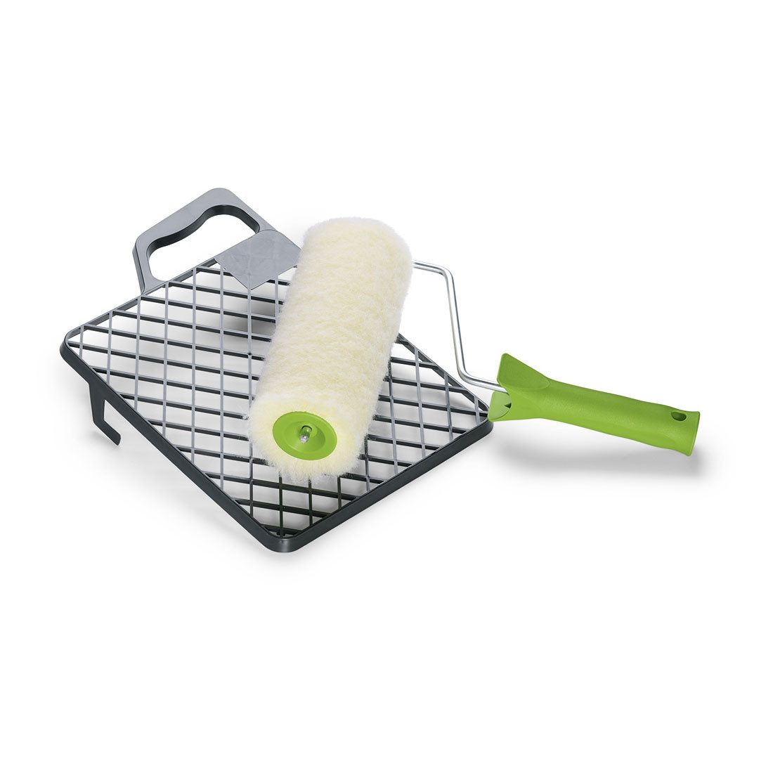 Nölle Farbwalze Farbroller-Set Vestan 18 cm (Malerset, Farbwalze, Farbrollerbügel, Abstreifgitter), Malerrolle Farbwalze Lackroller Anstreichrolle Malerset Pinselset