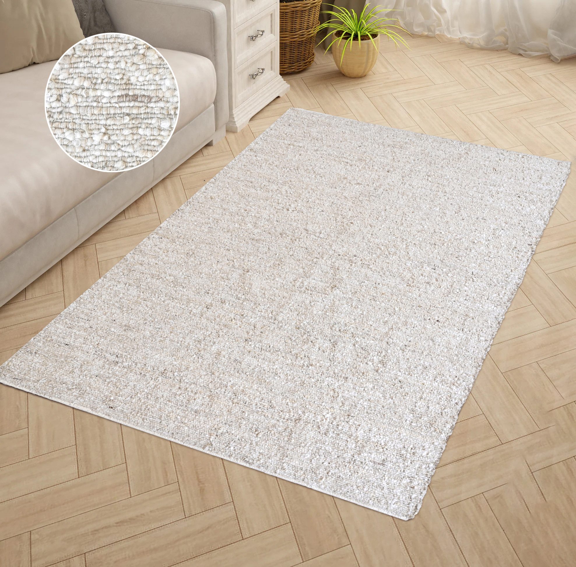 my home Teppich Landhaus, handgewebt, Wollteppich, rechteckig, Höhe: 10 mm, günstig online kaufen