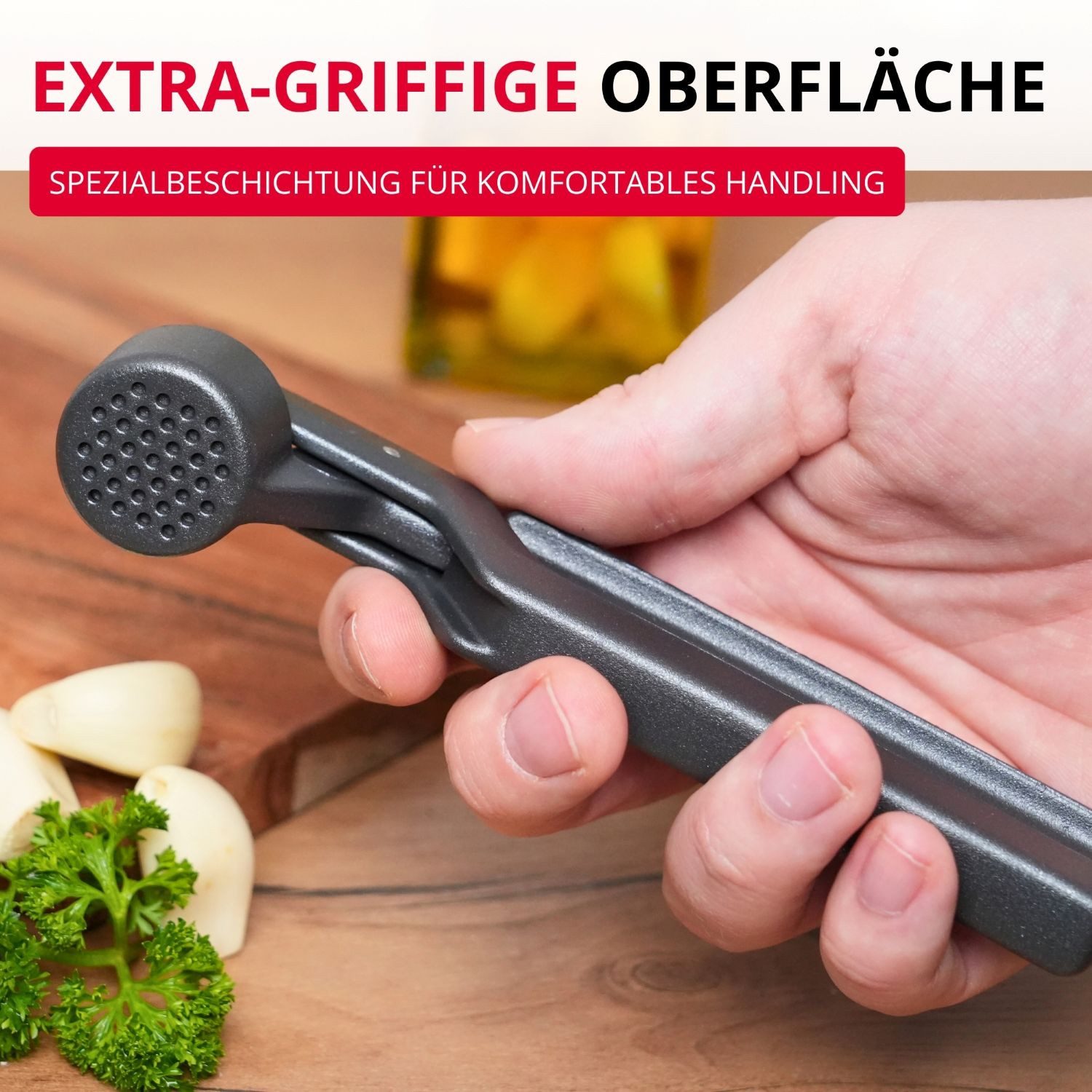 WESTMARK Knoblauchpresse Novapress Black Edition – Ergonomische Premium Mehrzweckpresse, Aluminium, griffige Haptik, spülmaschinengeeignet – Bild 5 von 5