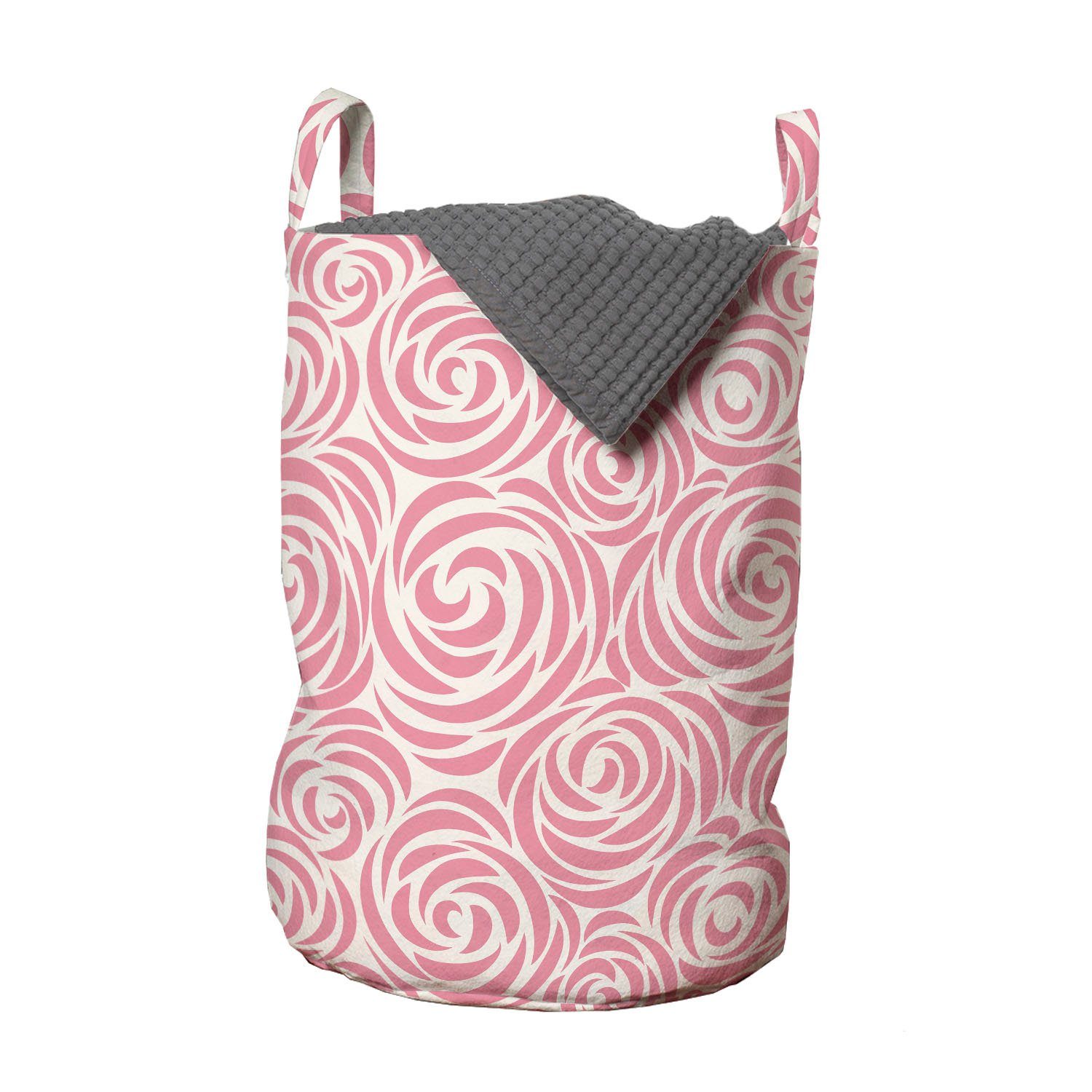 Abakuhaus Wäschekorb Wäschesäckchen mit Abstract Linie Rose Waschsalons, Kordelzugverschluss für Blooms Griffen Swirl