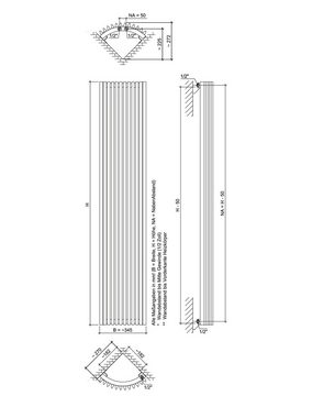 Ximax Paneelheizkörper Triton-E 1800 mm x 340 mm, 920 Watt, Mittenanschluss, weiß