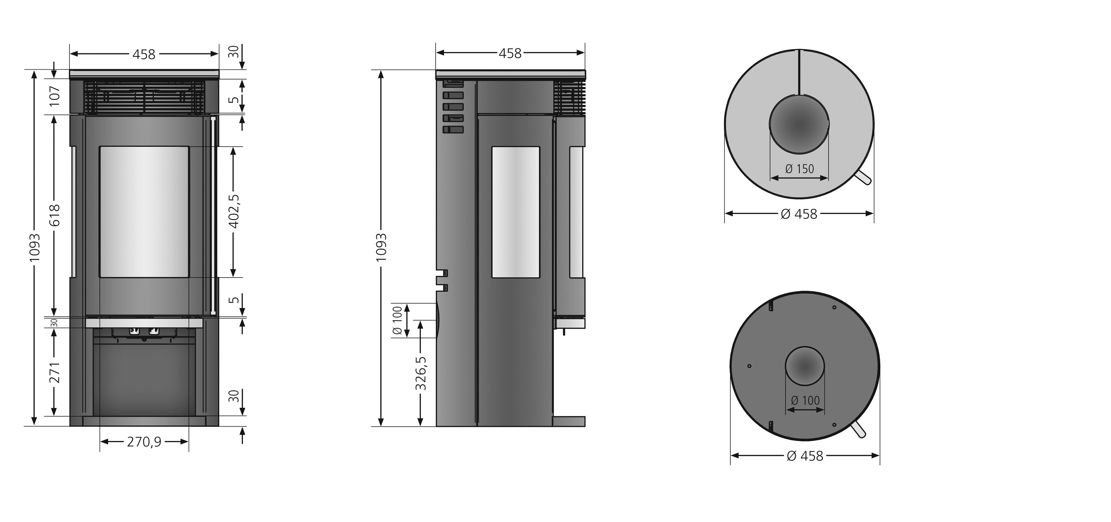 Zeitbrand Rota 2.0, kW, Kaminofen 5,5 Tre Oranier