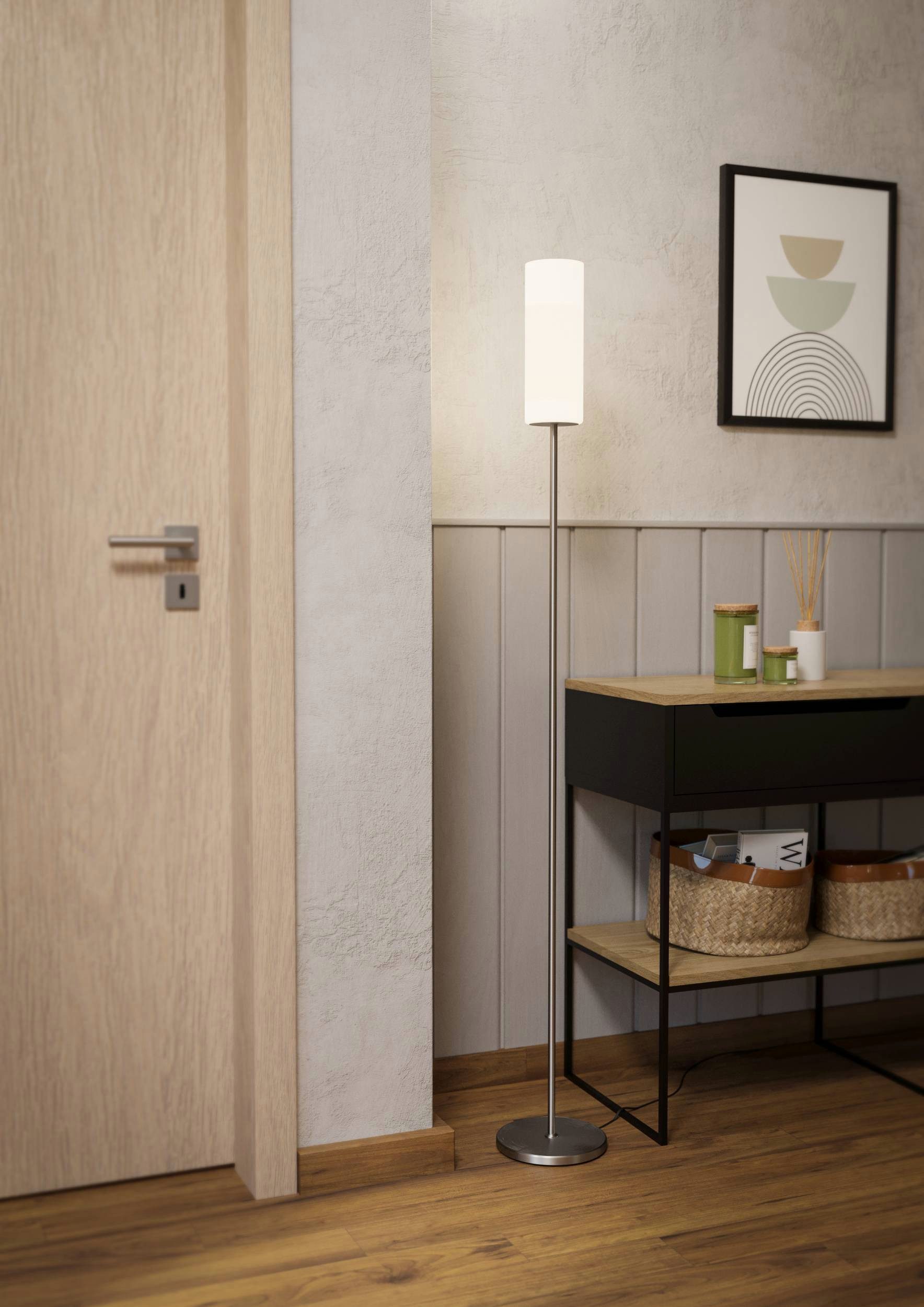 EGLO Stehlampe Troy 3 Stehlampe, Stahl, Glas satiniert weiß, E27, inkl. Tri günstig online kaufen