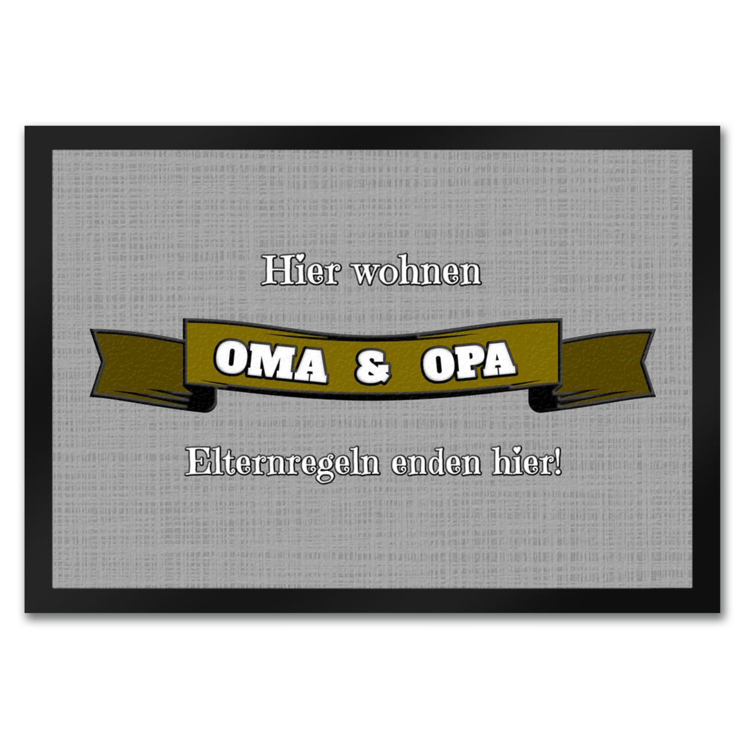 Fußmatte Fußmatte in 35x50 cm Hier wohnen Oma & Opa mit Stoffoptik grau und