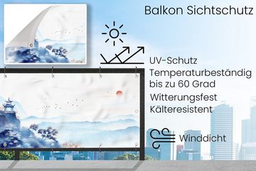 MuchoWow Balkonsichtschutz Malerei - Ölfarbe - Natur (1-St) Balkonbanner, Sichtschutz für den Balkon, Robustes und wetterfest