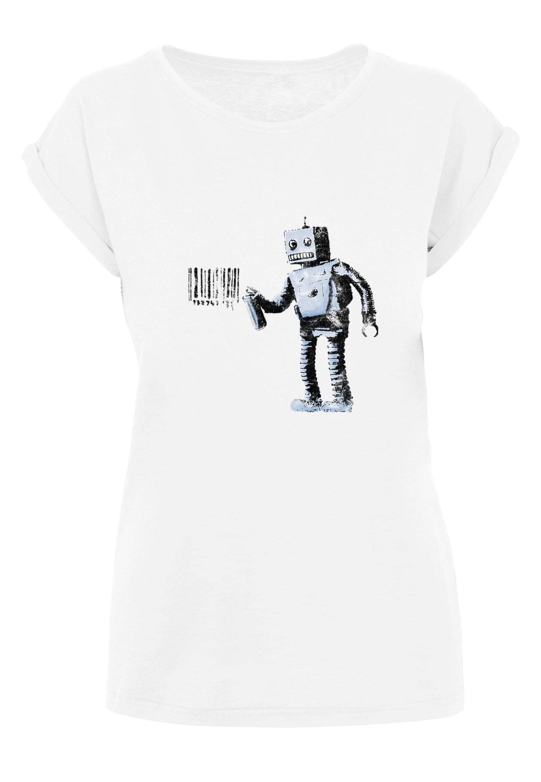 Merchcode T-Shirt Damen Robot T-Shirt (1-tlg) Barcode Ladies