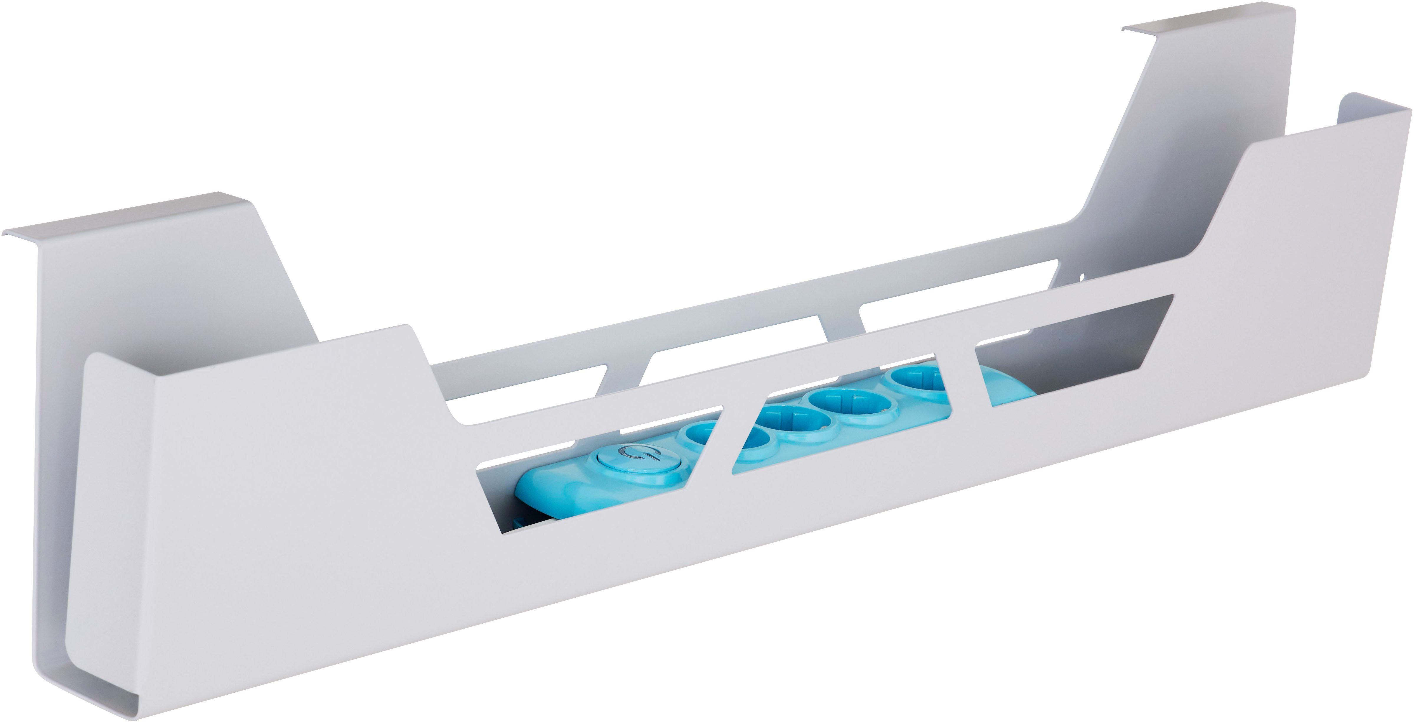 PAIDI Schreibtischaufsatz Kabelkanal für Schreibtische, (B/H/T ca. 86x19x10cm, Silberfarbig), Kabelmanagement, zum Einhängen