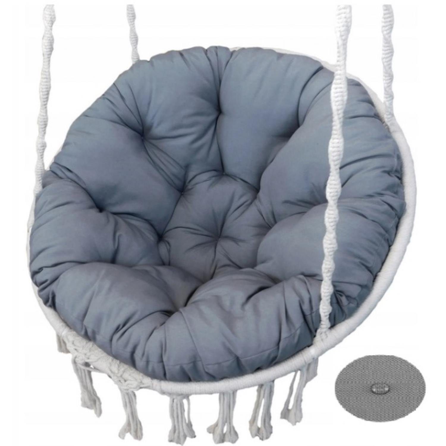 AIO Sitzkissen, Gartenstuhl-Kissen 90 cm, für Hängesessel, Grau-Schwarz günstig online kaufen