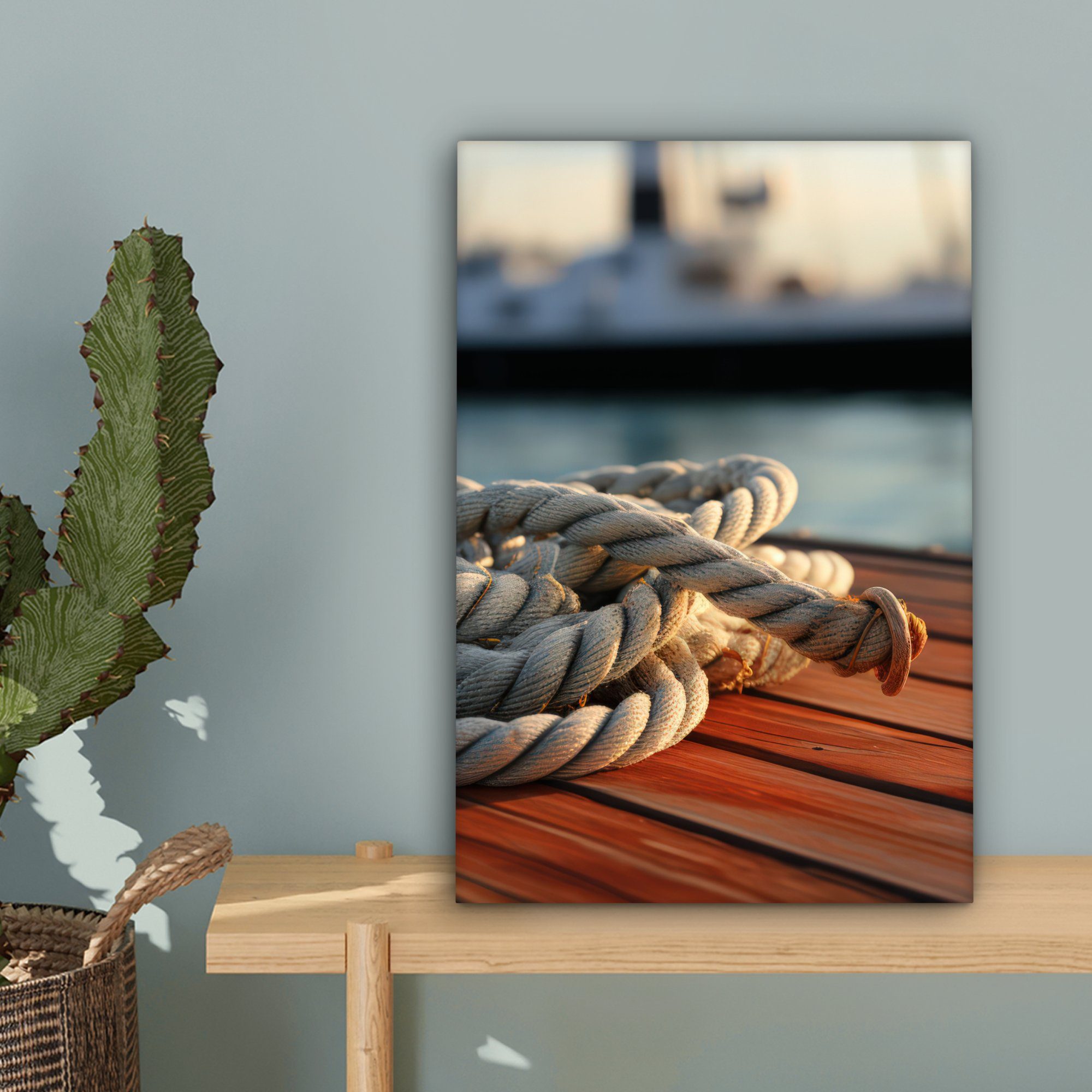 OneMillionCanvasses® Leinwandbild Seil - Boot - Maritim - Holz - Hafen, Fotodruck (1 St), Leinwand Canvas Wandbild, Wanddekoration 20x30 cm – Bild 3 von 5