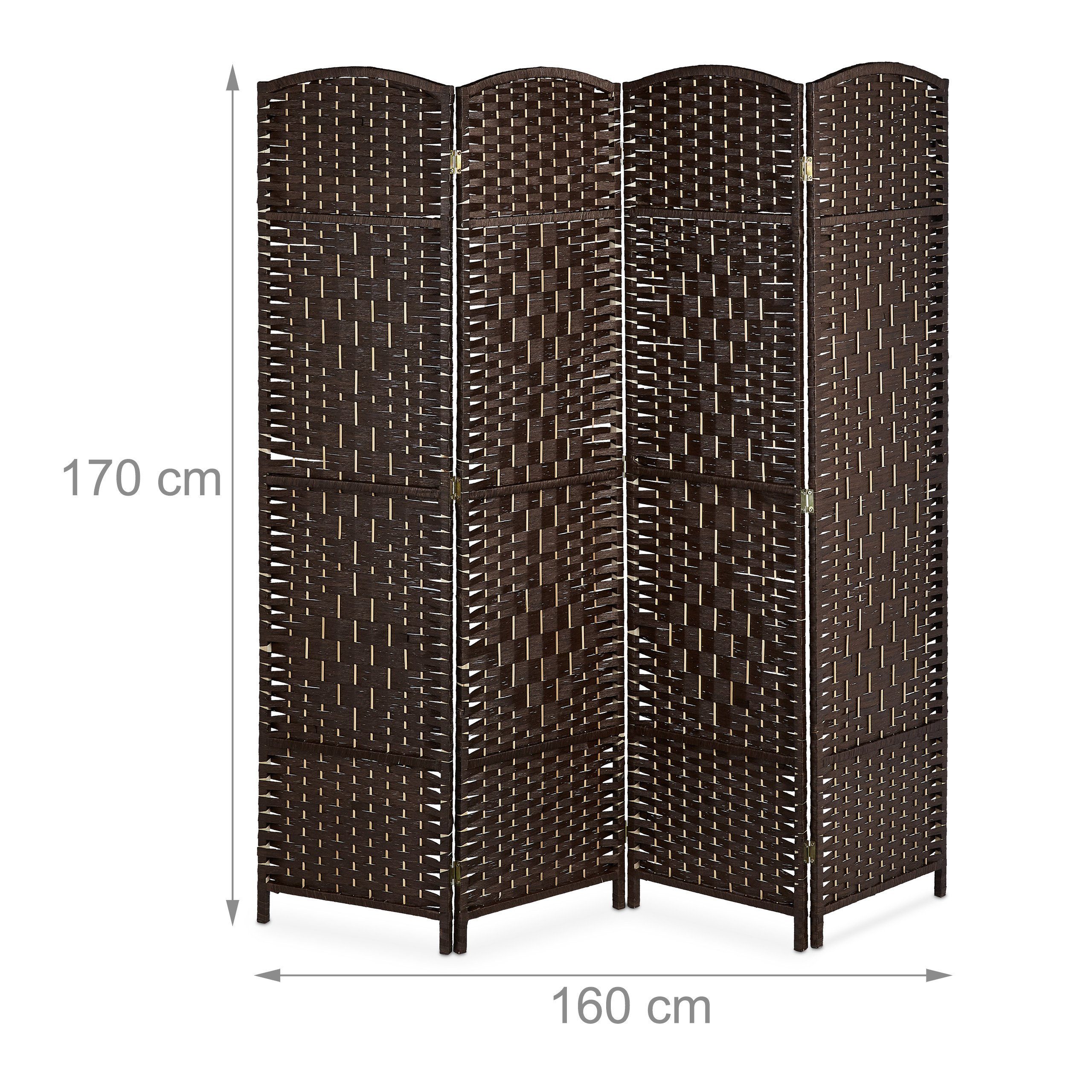 relaxdays Paravent Raumteiler 4-teilig (4 St), braun – Bild 4 von 5
