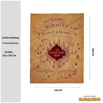 Kinderdecke Super flauschige Harry Potter Kuscheldecke "Marauder's Map" 150x200 cm, Familando, mit Namen und der Karte des Rumtreibers