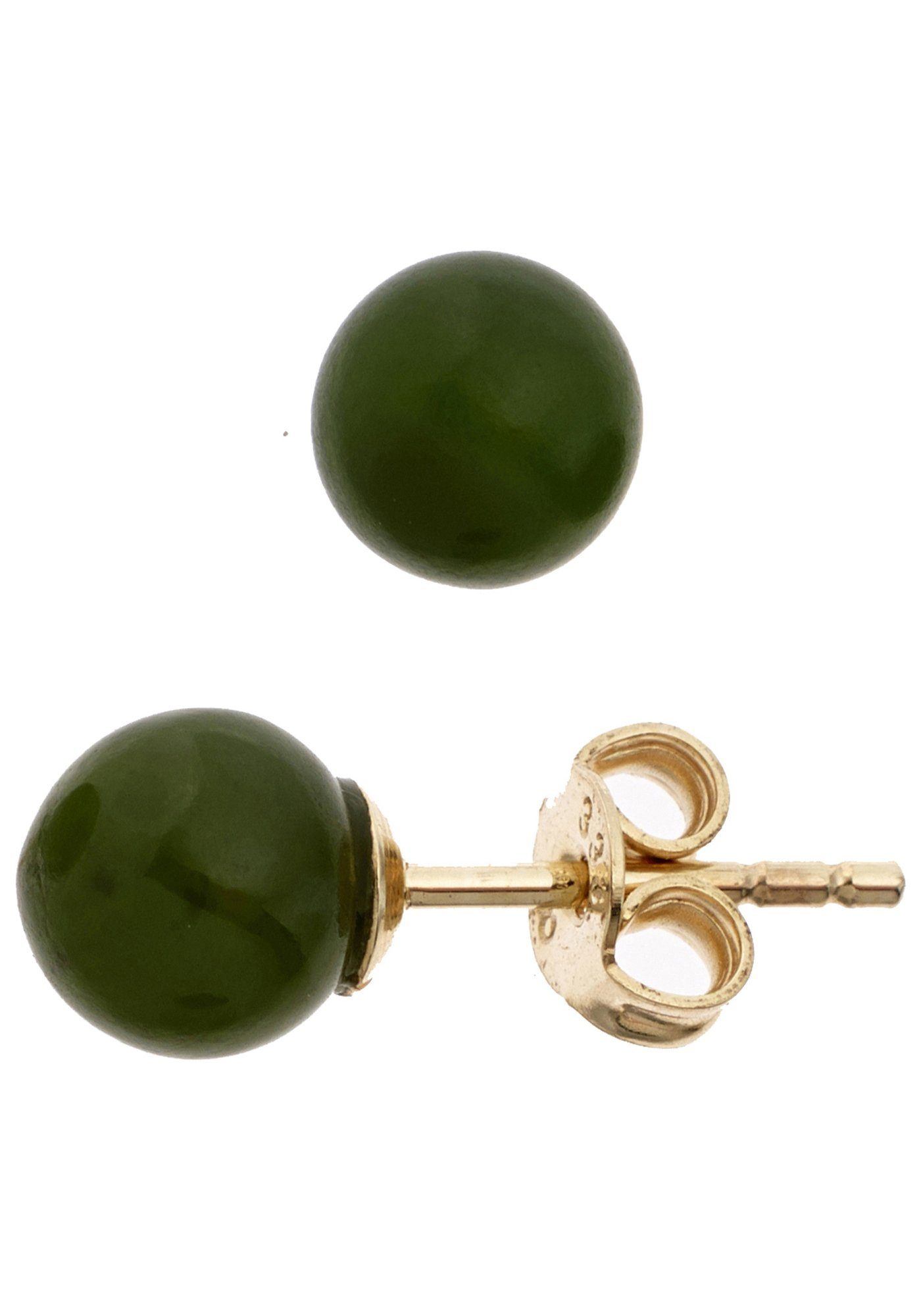 JOBO Paar Ohrstecker, 333 Gold mit Jade ...