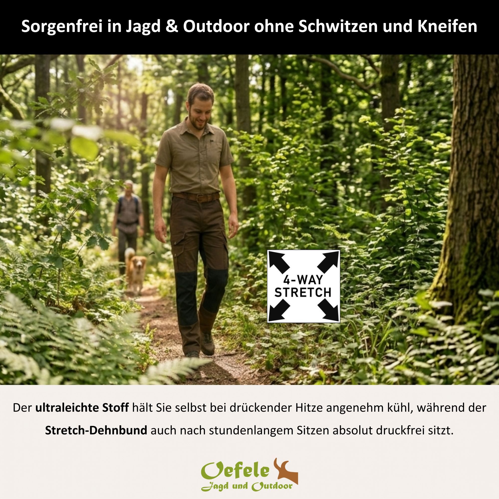 La Chasse® Outdoorhose Mücken- & Zeckenschutzhose "Kiruna" Stretch-Jagdhose Herren Jägerhose