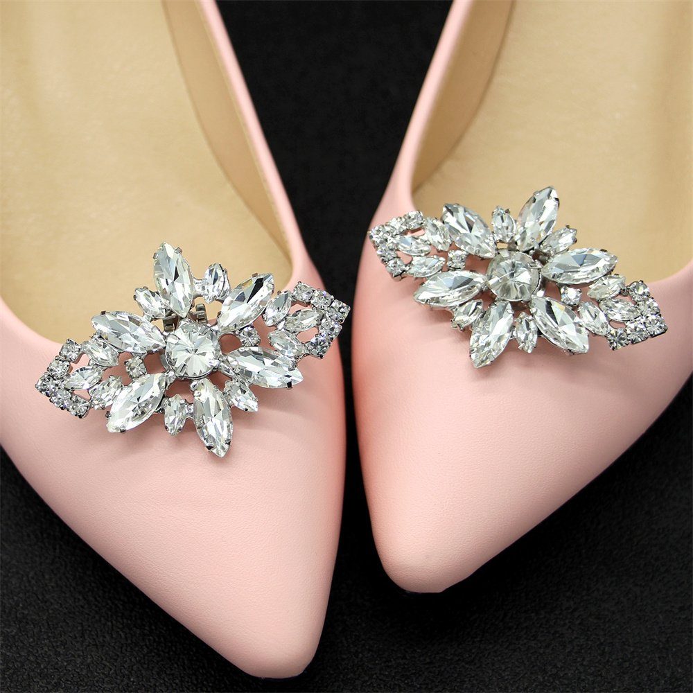 Hochzeit Schuhe Schuh-Clip,Hochzeit Dekoration Schuhschnallen) Schuhanstecker feine Blume (Zwei Rouemi Schuh