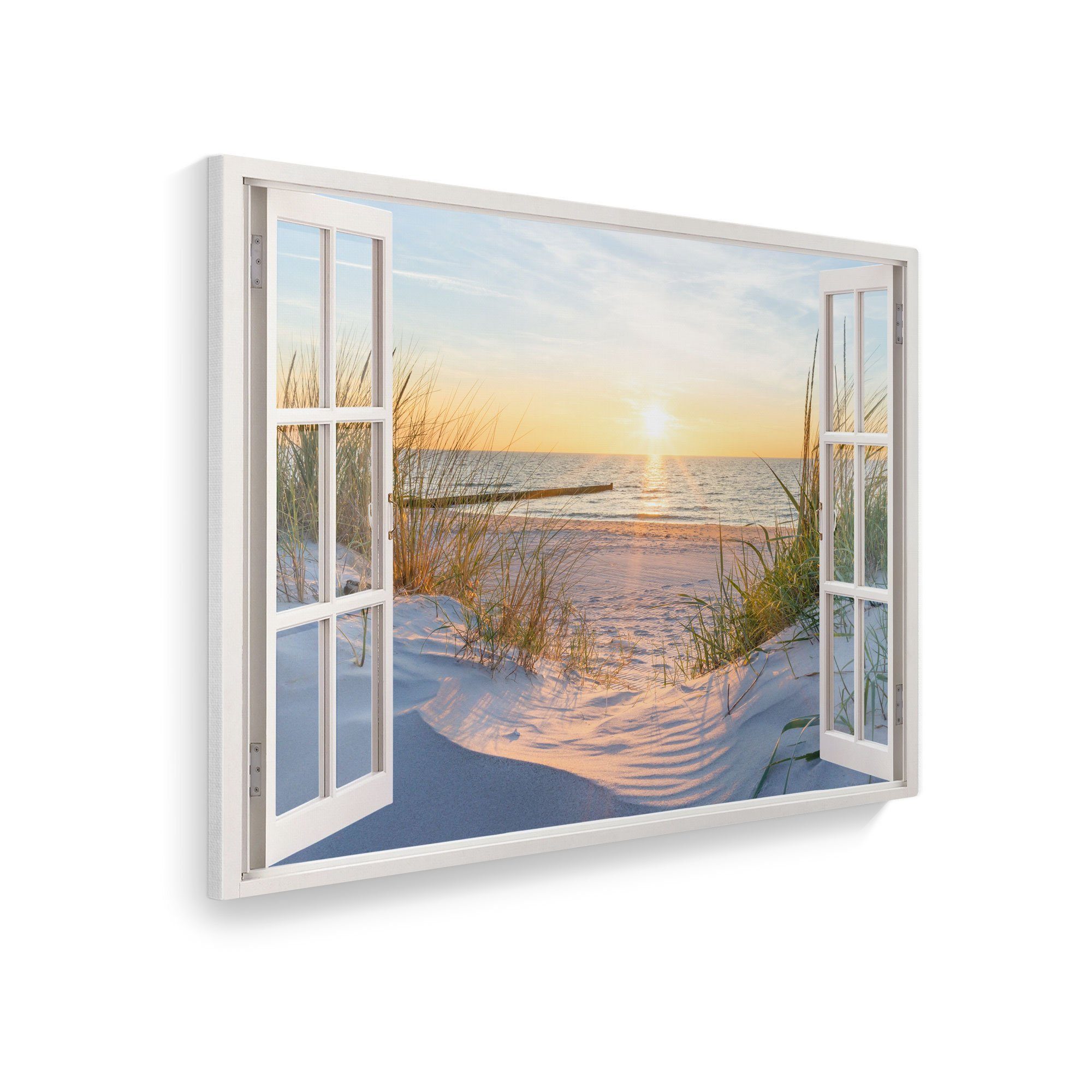 WallSpirit Leinwandbild "Fenster mit Aussicht", Dünen günstig online kaufen