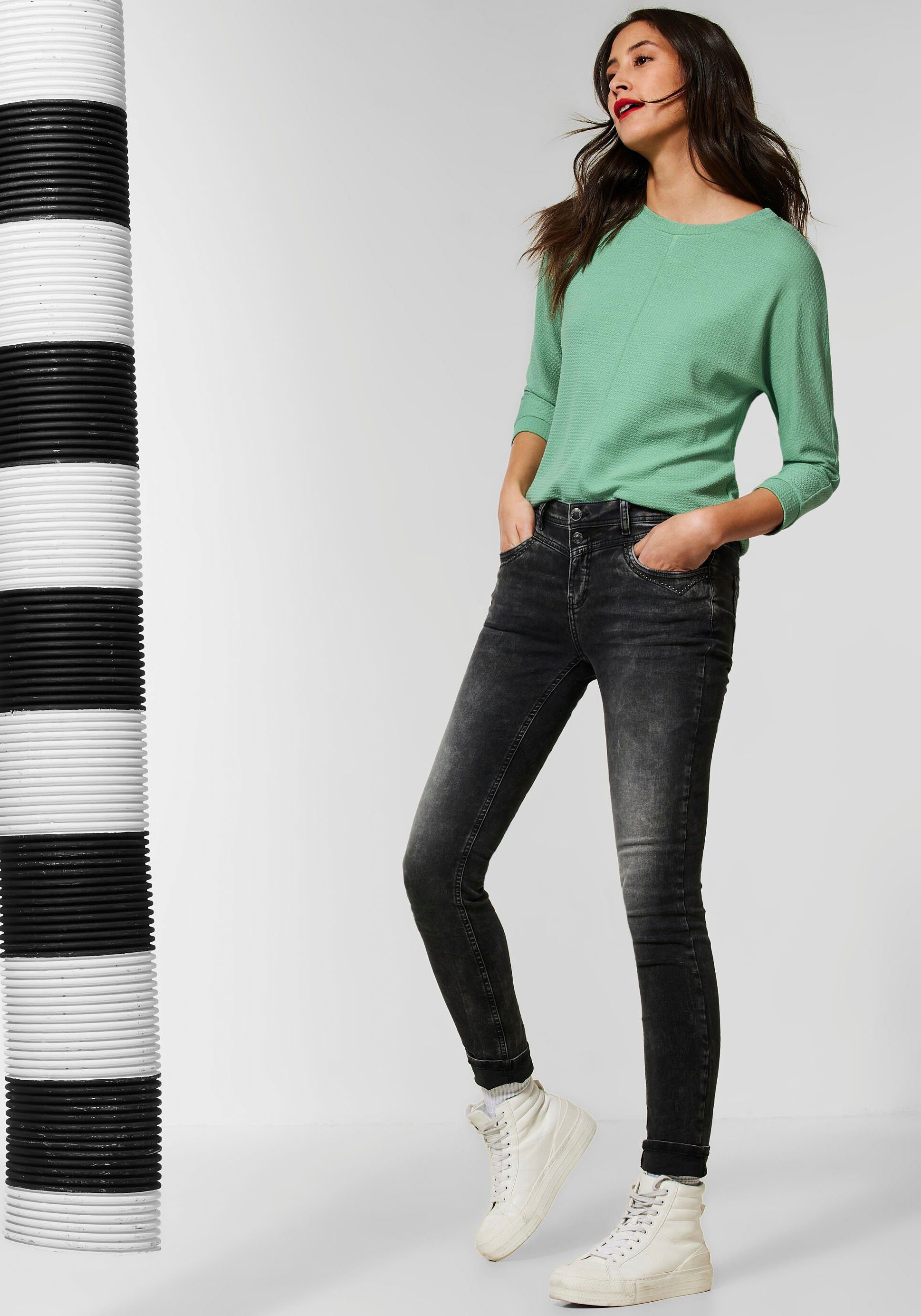 STREET ONE 3/4-Arm-Shirt mit mint clary haptisch angenehmer Struktur