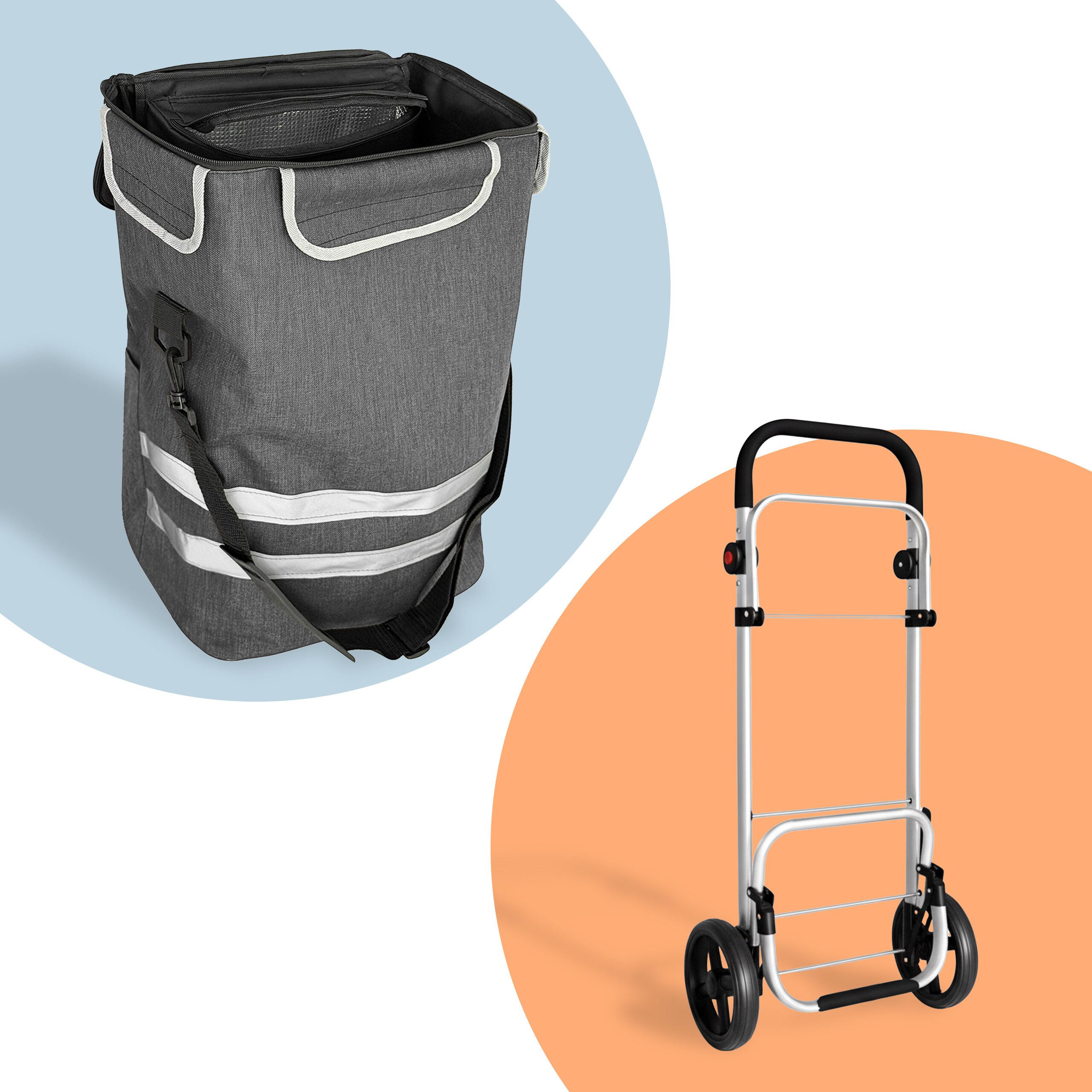 relaxdays Einkaufstrolley Klappbarer Einkaufstrolley 45 l, 45 l, grau – Bild 5 von 5