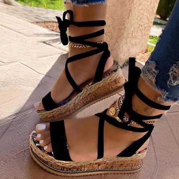 ZWY Sommer sandalen,flache Damen-Keilsandalen aus Kunstleder Flache Sandalette