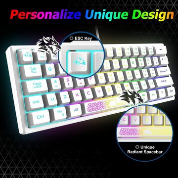 LexonElec Tastatur- und Maus-Set, RGB Regenbogen LED belechtet mechanische Gefühl Ergonomische 12000 DPI
